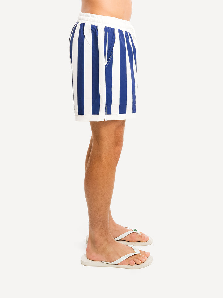 Striped Swim Short — Blue Stripes