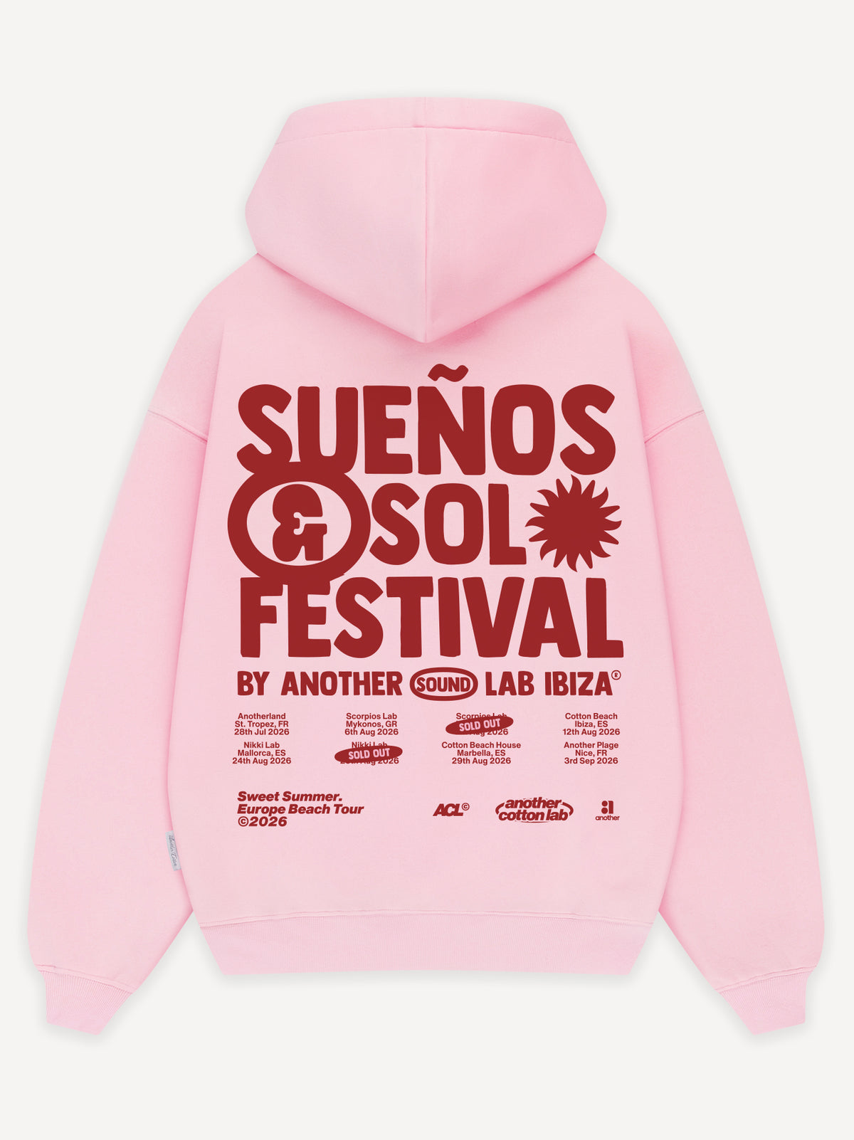 Suenos & Sol Festival Washed Hoodie – Washed Powder Pink