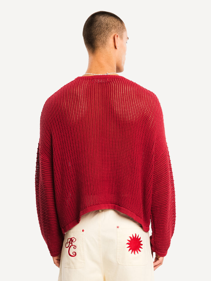 Crochet Summer Knit Sweater — Navy Blue