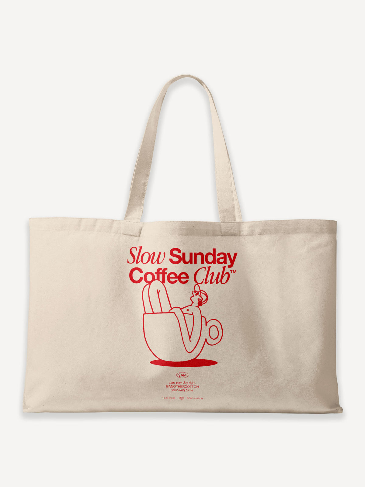 Slow Sunday Coffee Club Oversized Canvas Bag – Off White