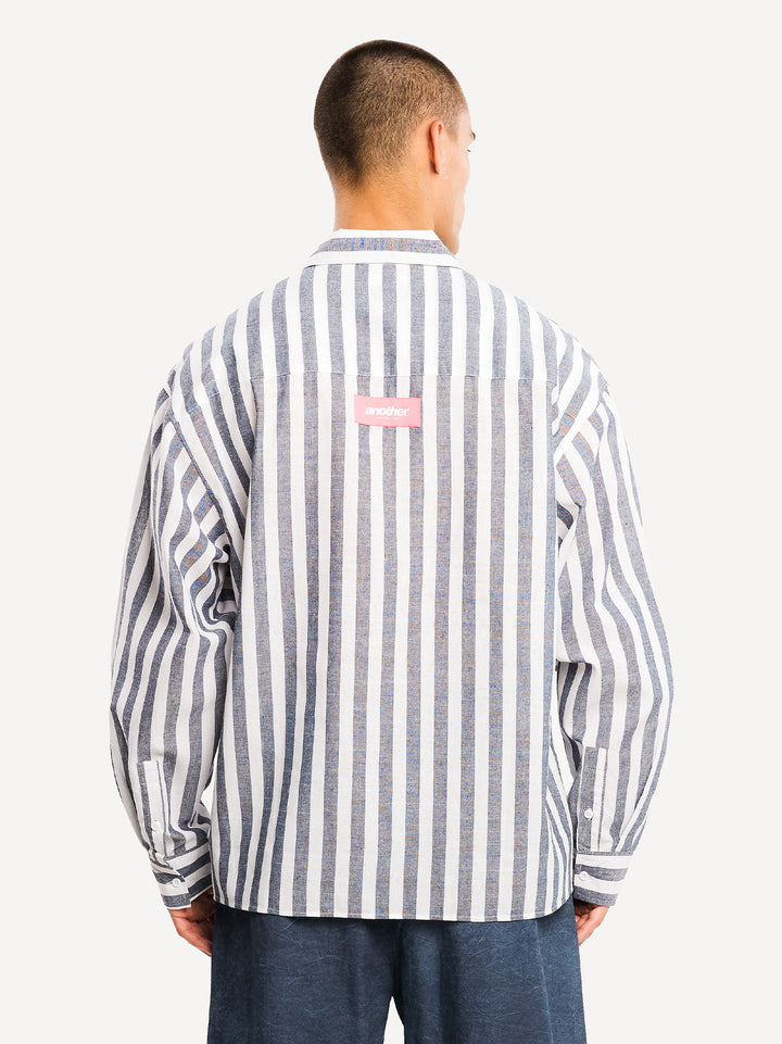 The Wide Stripe Shirt — Blue Striped