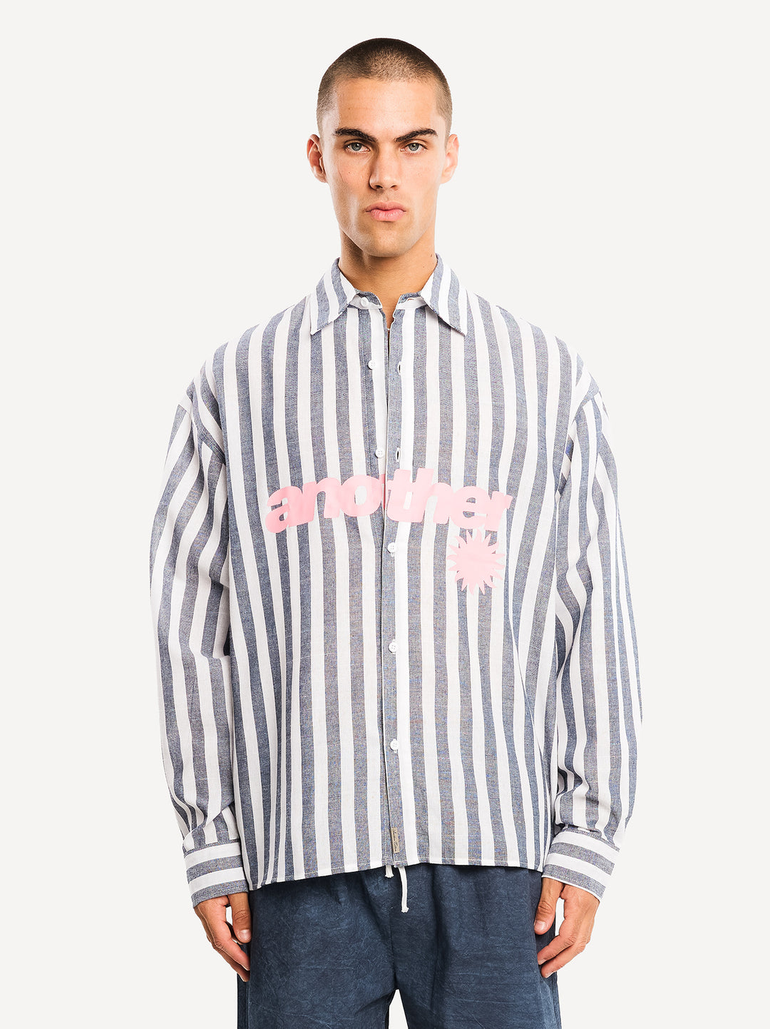 The Wide Stripe Shirt — Blue Striped