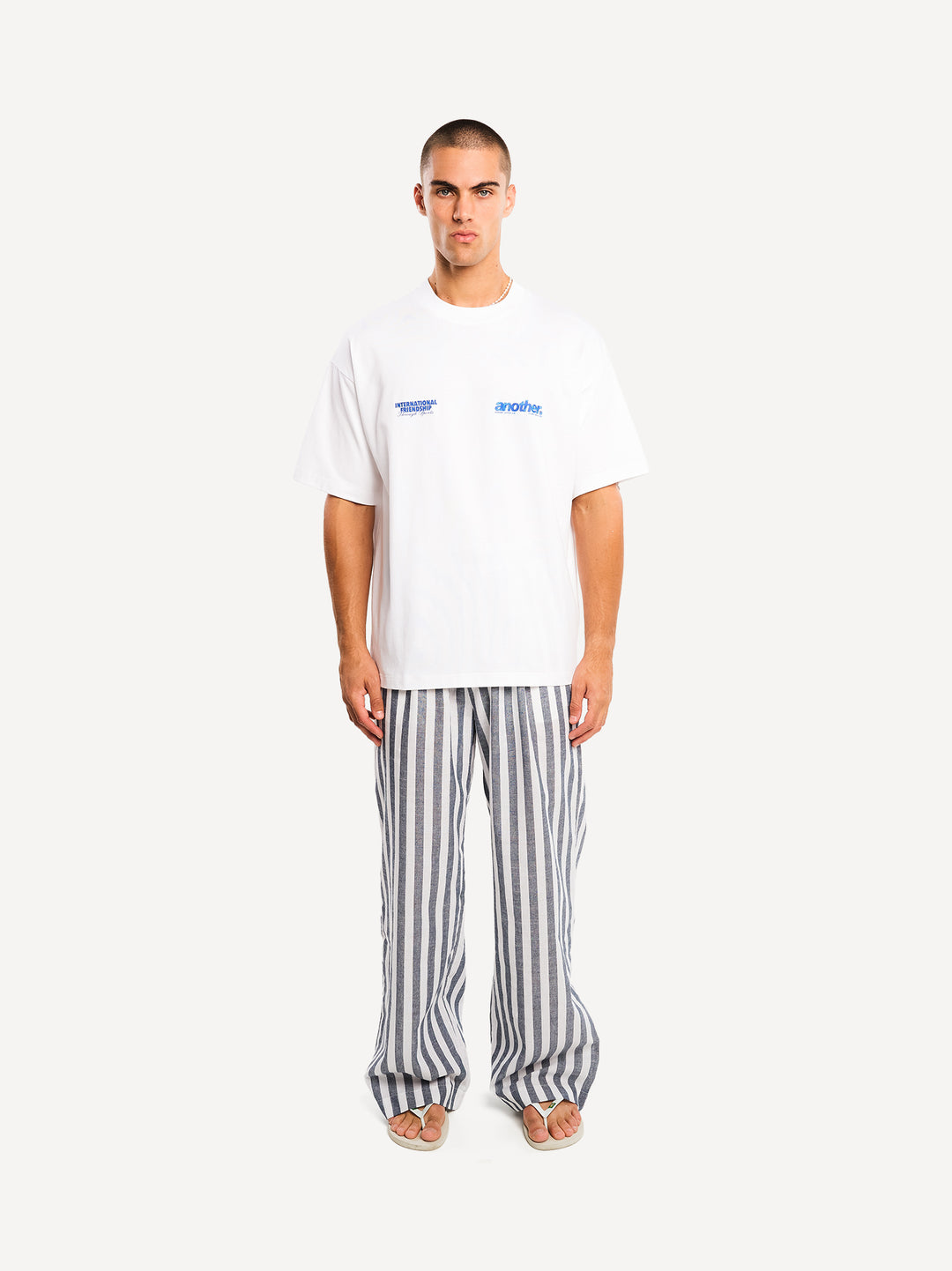 The Wide Stripe Pant — Blue Striped