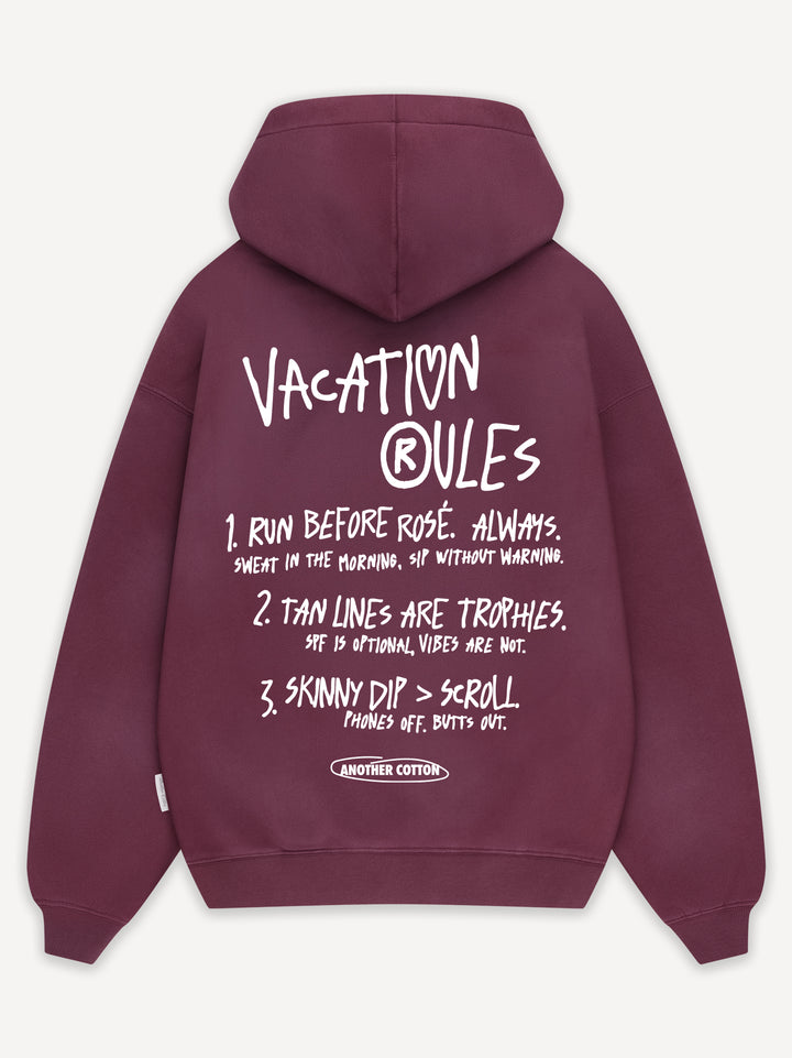 Vacation Rules Washed Hoodie — Washed Burgundy