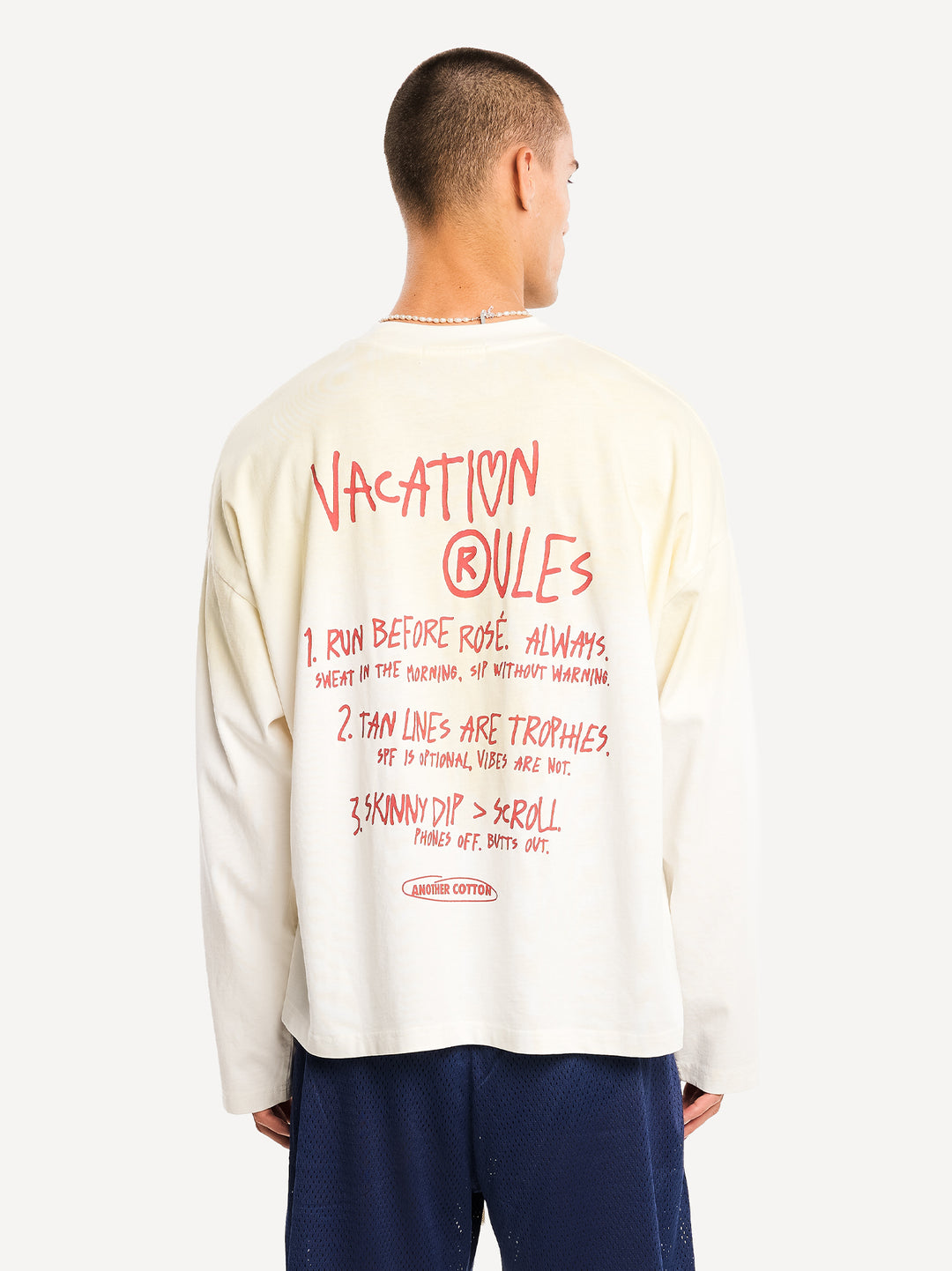Vacation Rules Washed Longsleeve — Off White