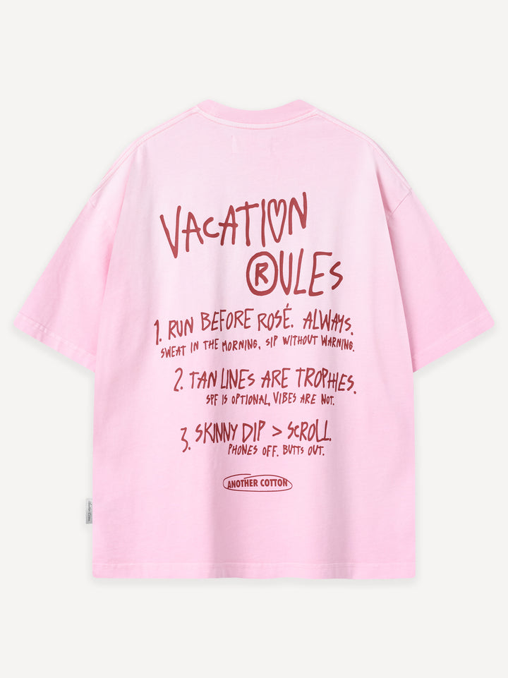 Vacation Rules Washed T-Shirt — Washed Powder Pink