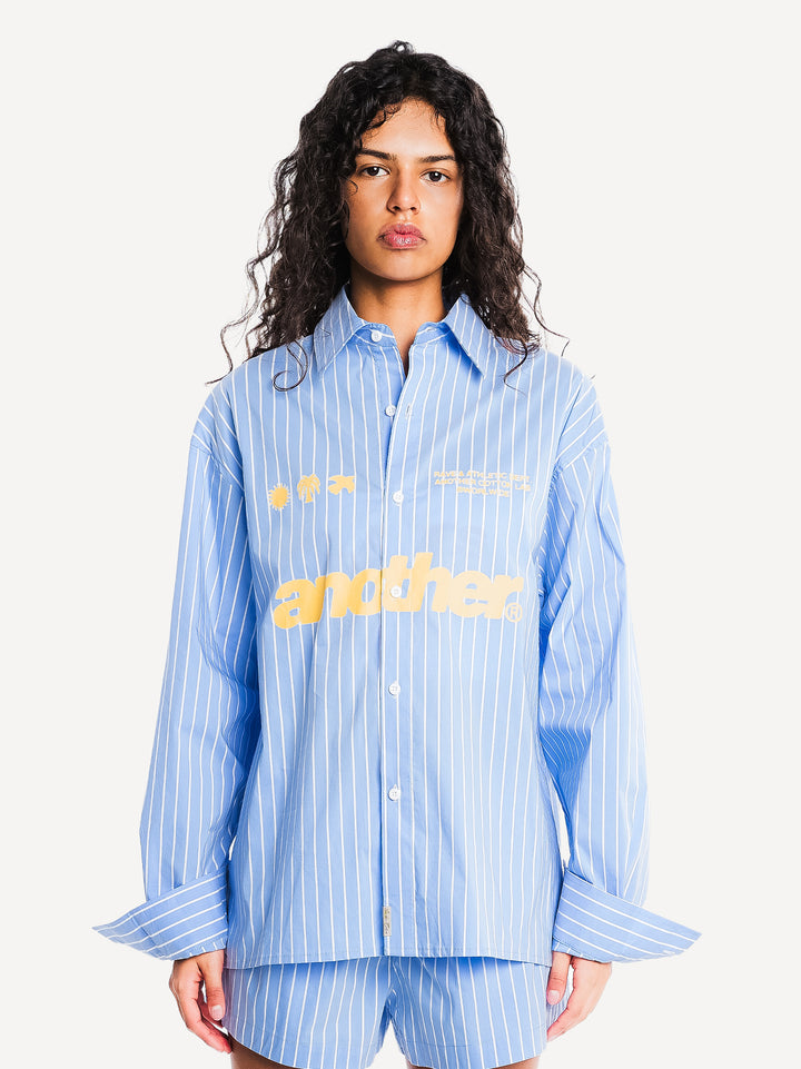 WMN Rave Shirt — Light Blue Stripes
