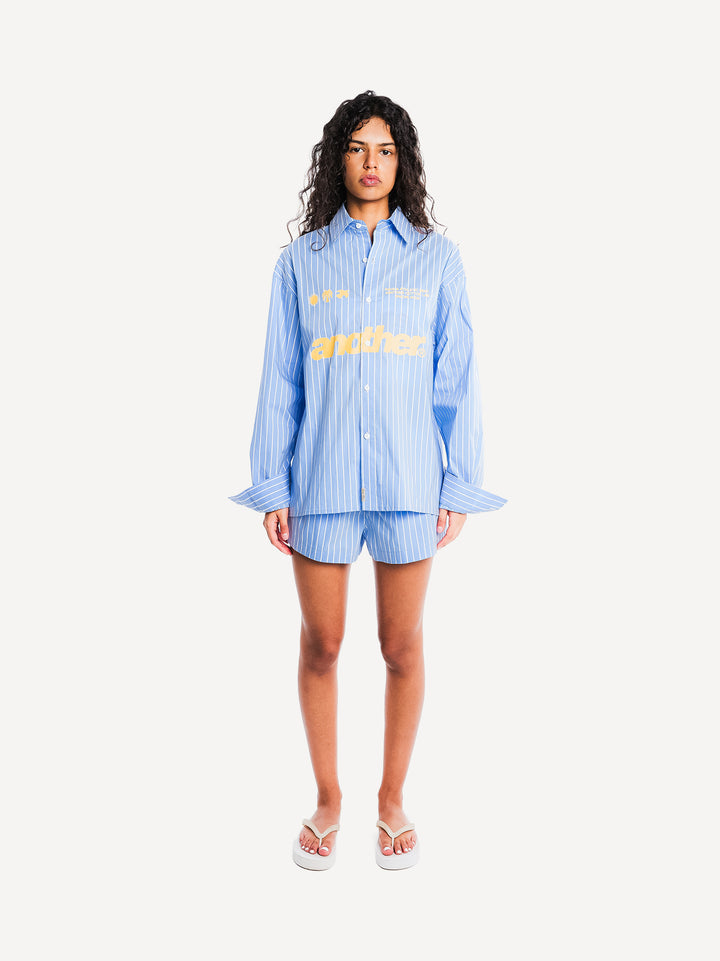 WMN Rave Shirt — Light Blue Stripes