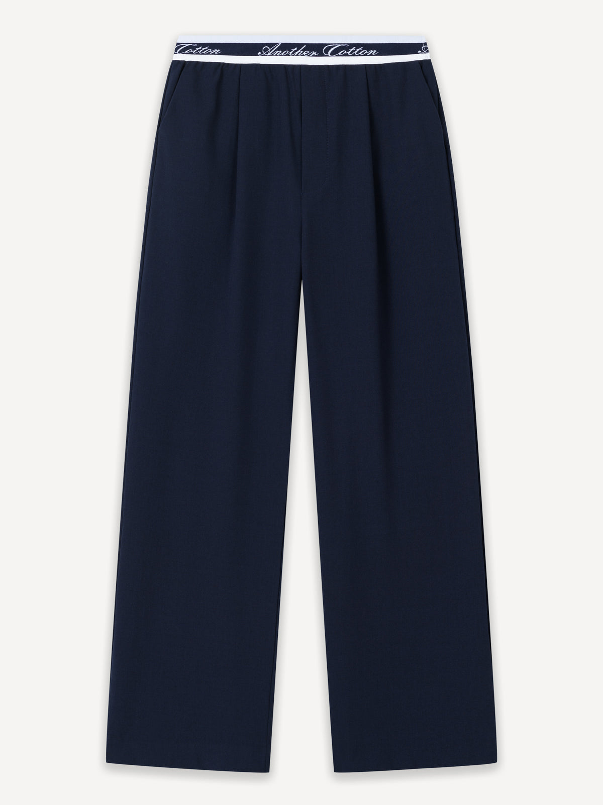 Wide Fit Pants – Navy Blue