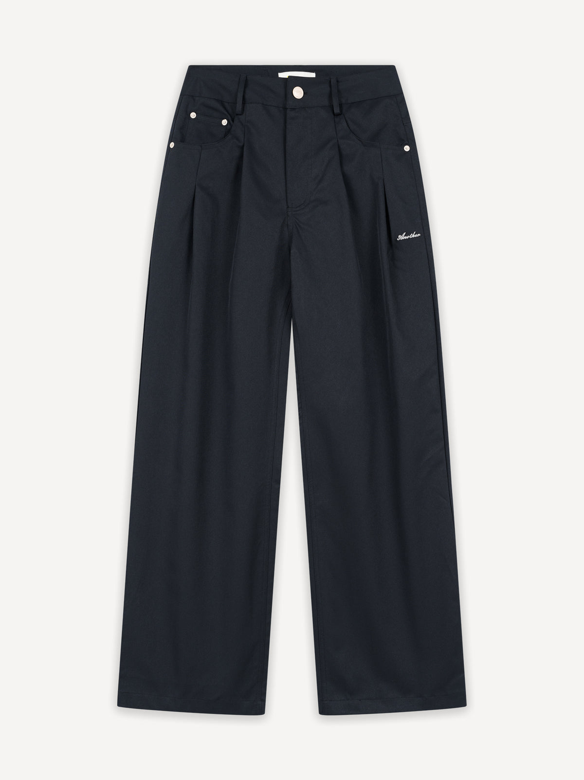 Straight Pleated Workwear Pants – Black