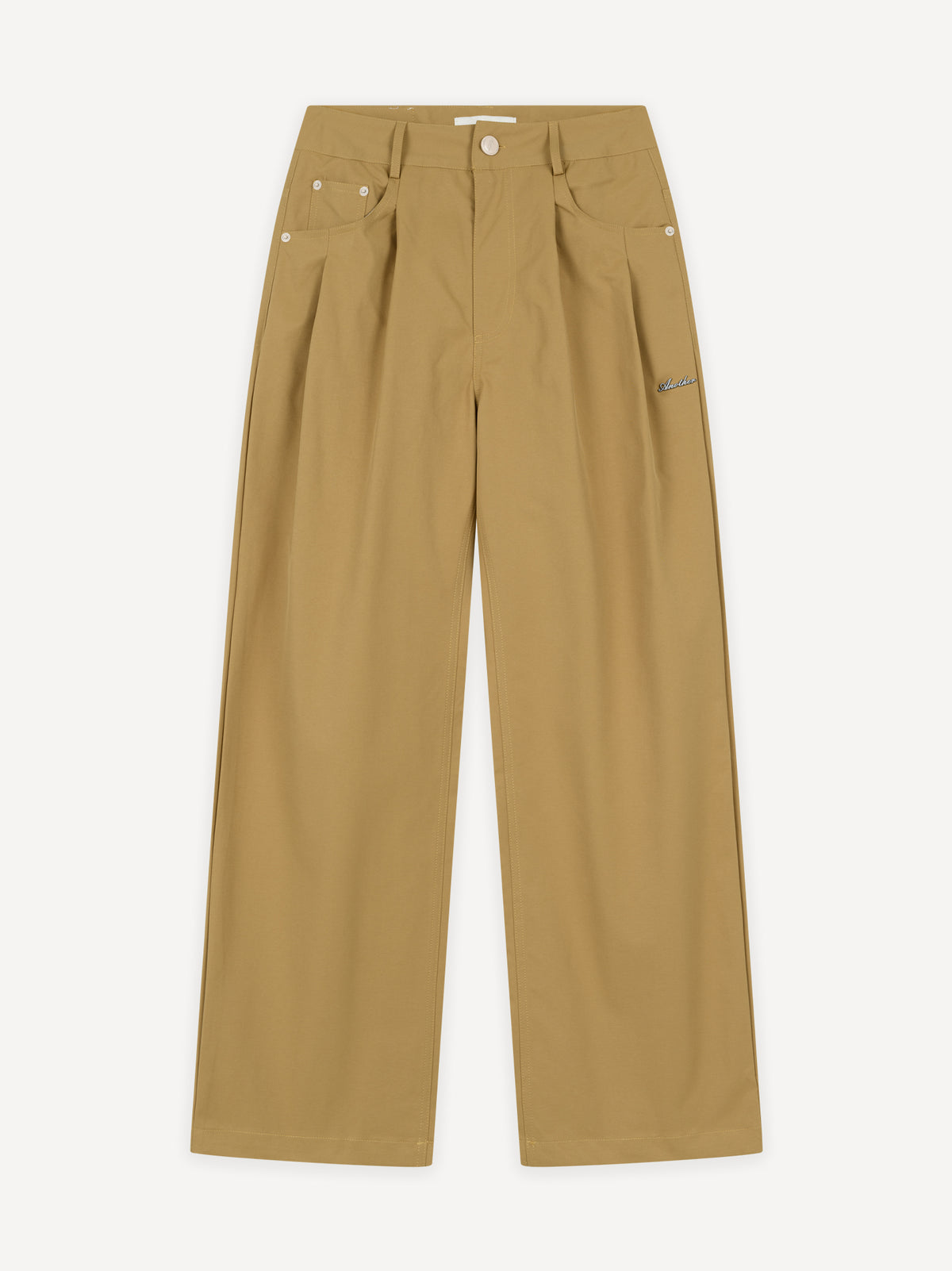 Straight Pleated Workwear Pants – Mustard