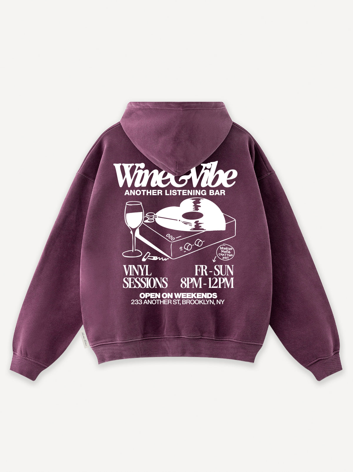 Wine & Vibe Washed Hoodie – Washed Burgundy