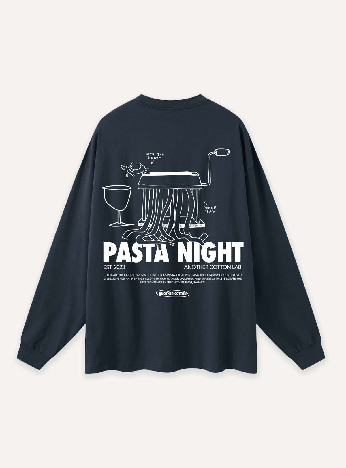Pasta Night Longsleeve – Navy Blue