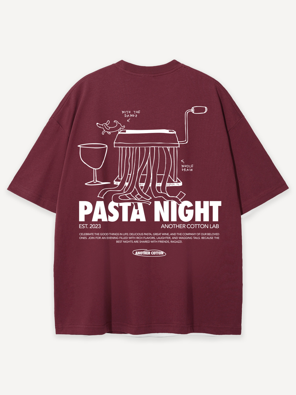 Pasta Night T-Shirt – Burgundy