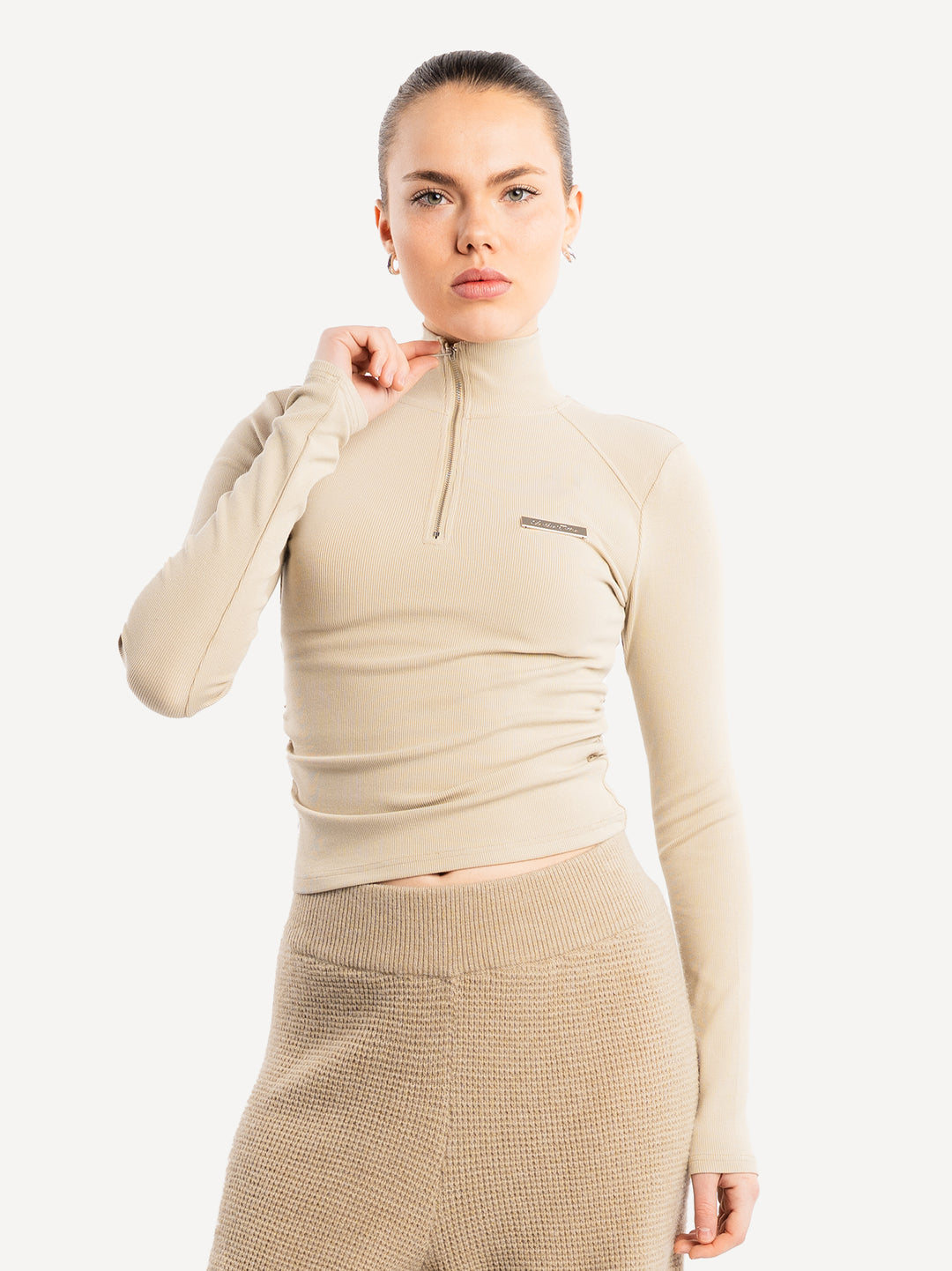 Another Cropped Rib Half Zip Longsleeve