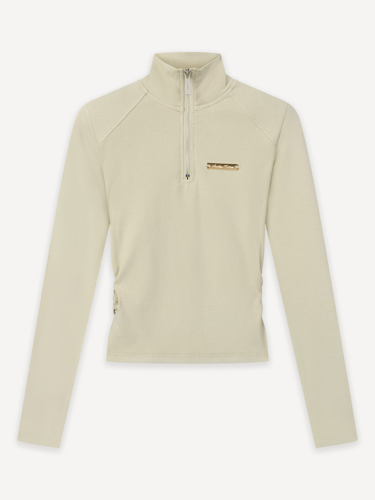 Another Cropped Rib Half Zip Longsleeve – Sand