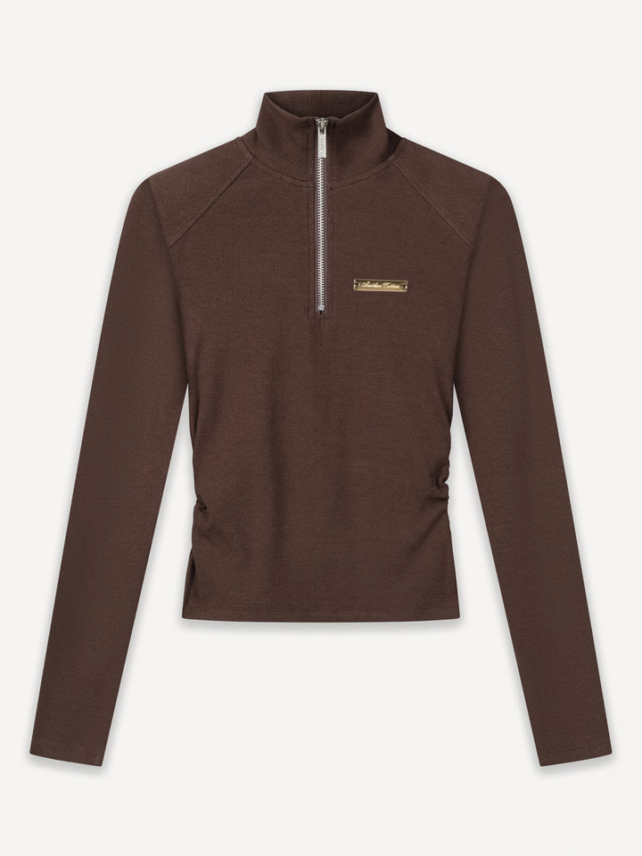 Another Cropped Rib Half Zip Longsleeve