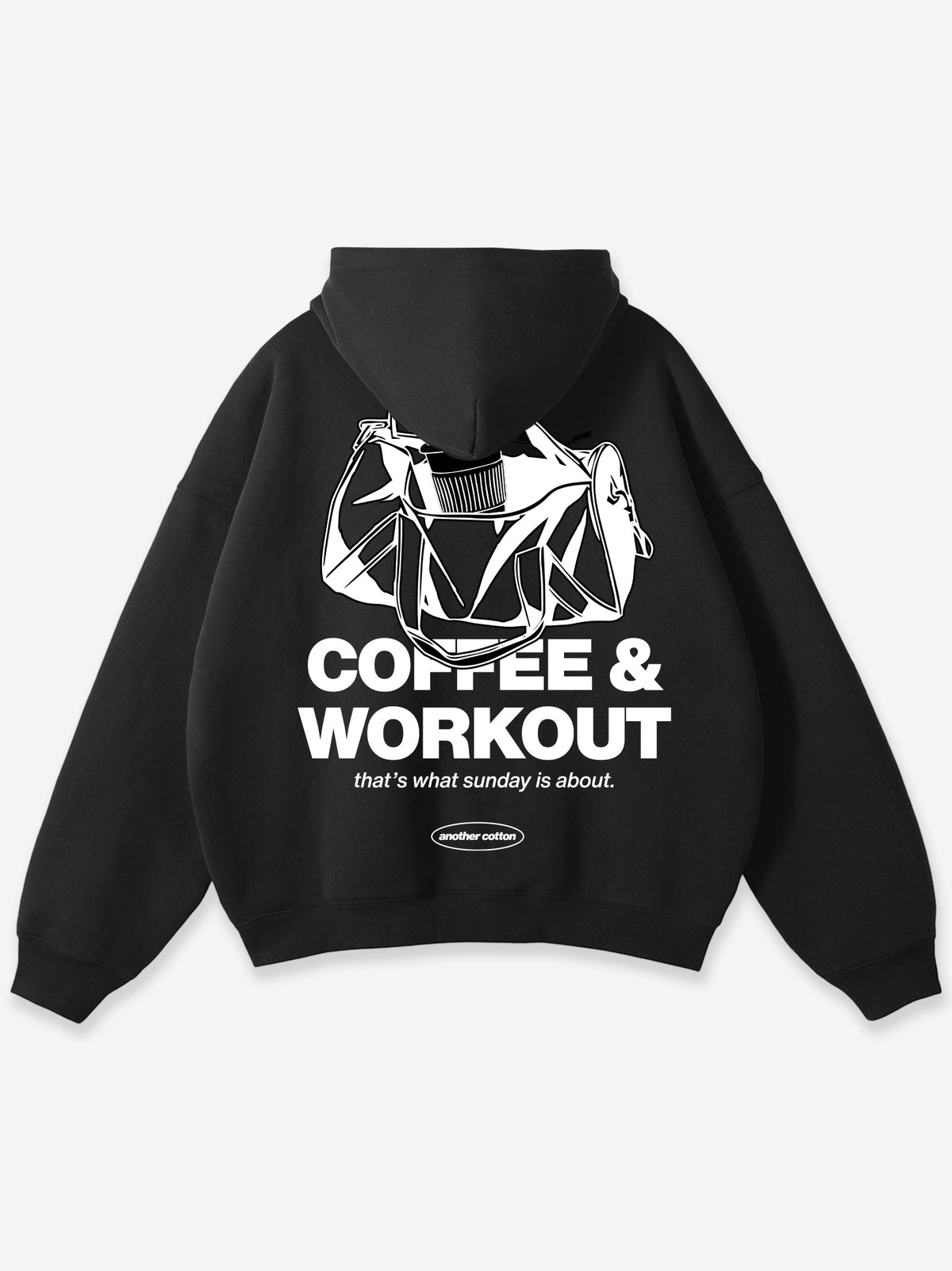 Coffee & Workout Oversized Hoodie – Black