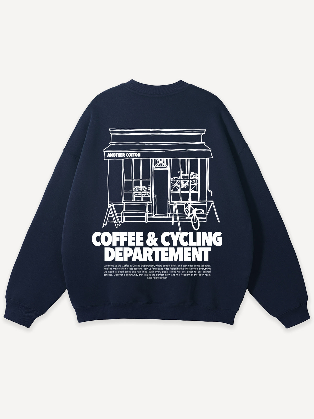 Coffee & Cycling Oversized Sweatshirt – Navy Blue