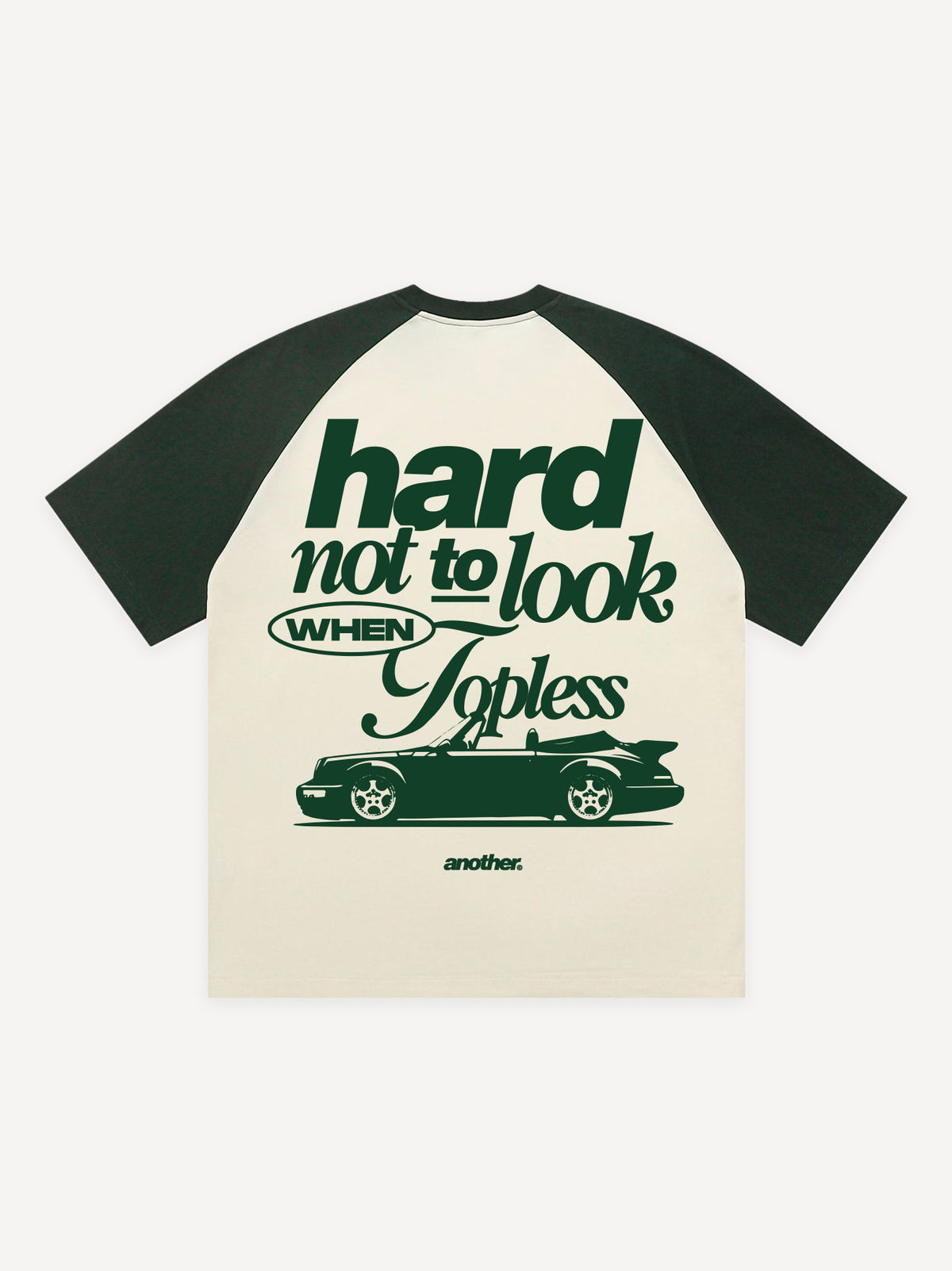 Hard Not To Look Oversized Raglan T-Shirt – Creme/Green