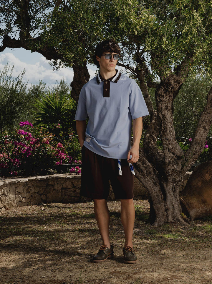 Knit Collar Oversized Polo