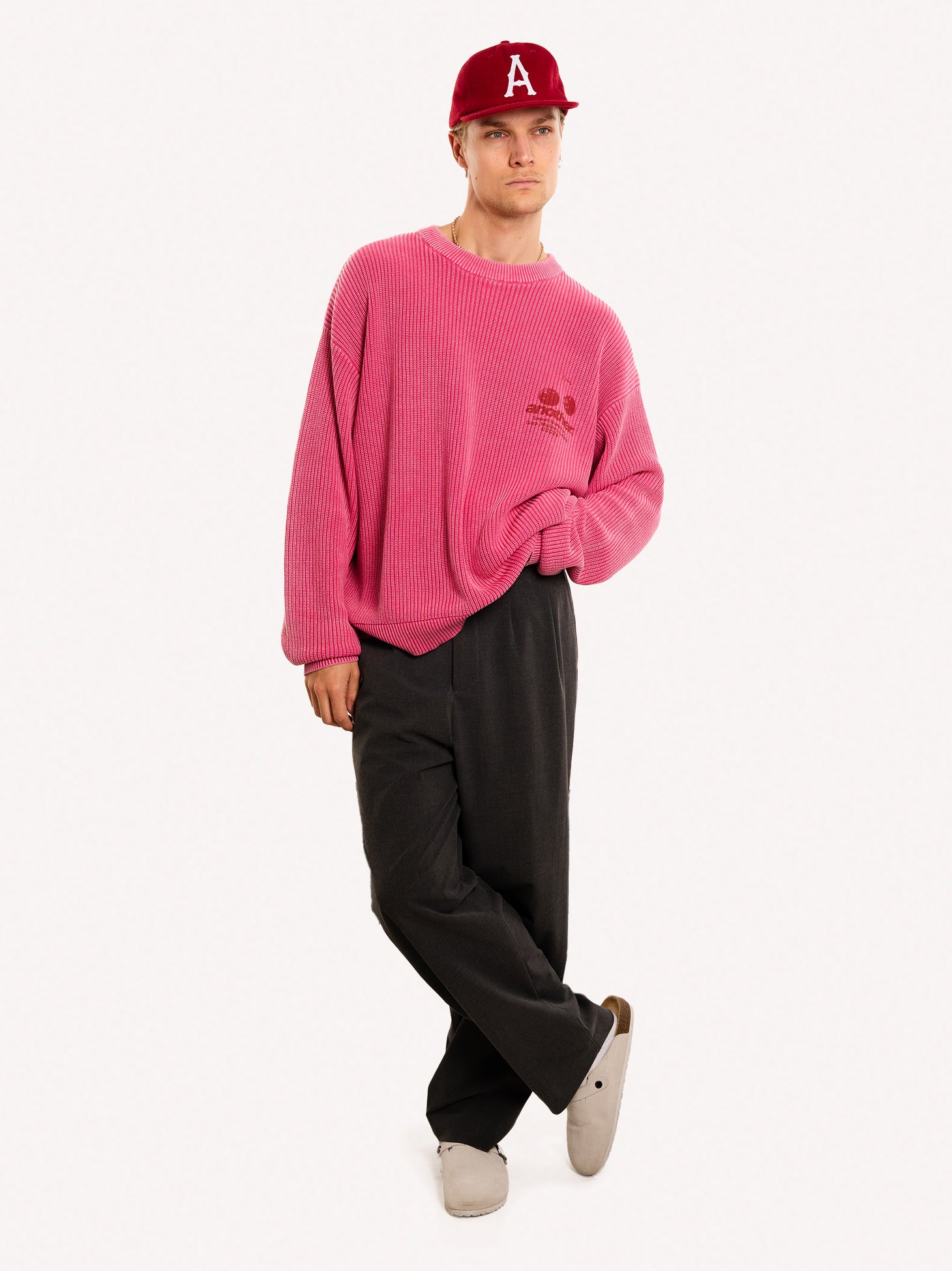 Cherry Pattern Colorblock Knit Sweater