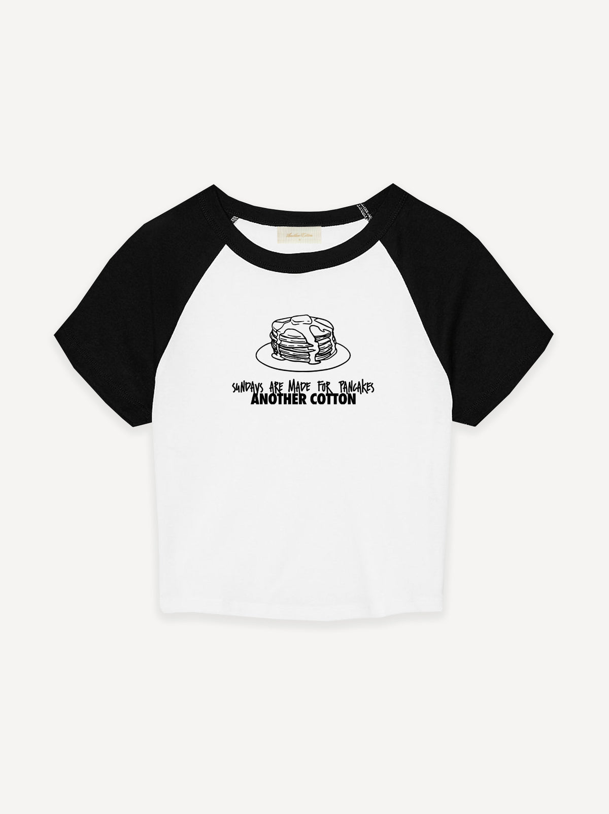 Pancakes Rib Raglan Baby Tee – Black